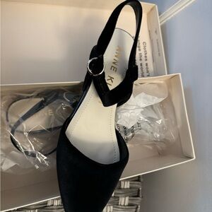 Anne Klein Black Velvet Slingback Heels